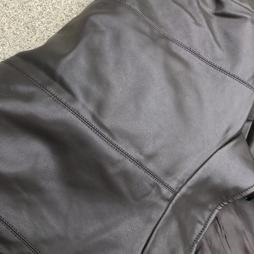 KENNETH COLE Vegan Leather Jacket Women's XL Brown Full Zip Moto Biker​​​ - Picture 3 of 9